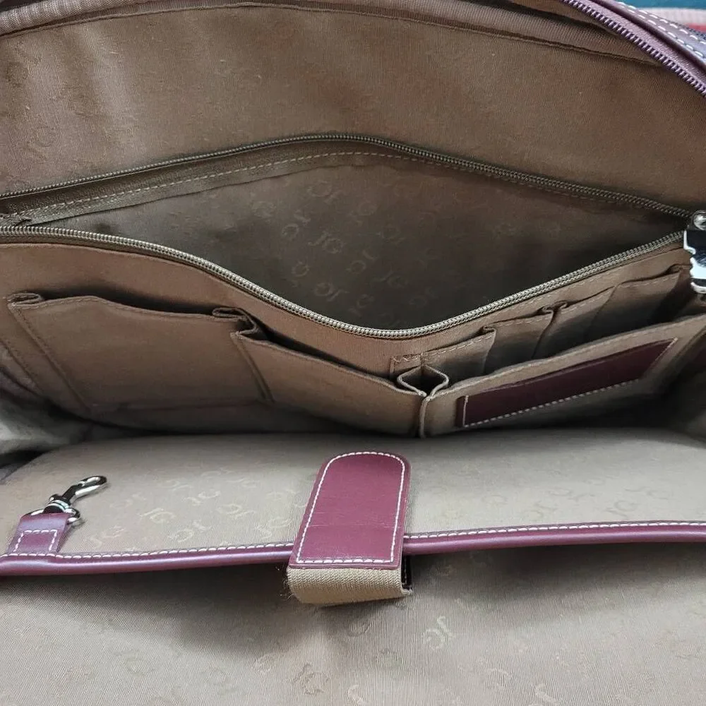 Jack Georges Black Brown Canvas Leather Messenger Laptop Bag Carry On Simple‎